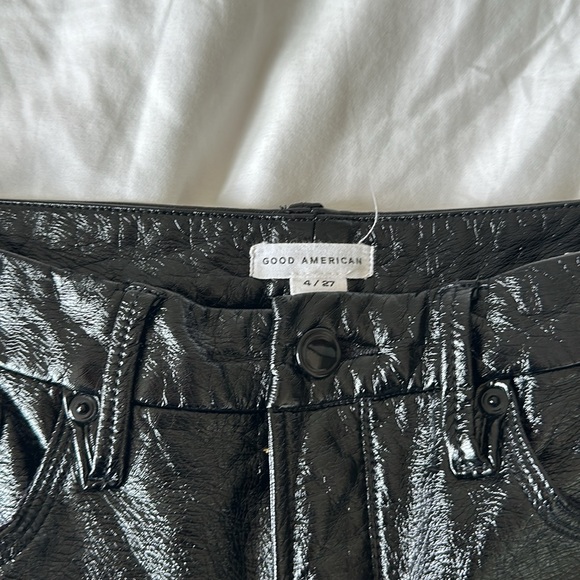 Good American GOOD CLASSIC TEXTURED VINYL PANTS black size 4 - Picture 3 of 6